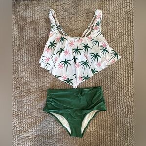 Tropical Palm Print Bikini Set - sz XL